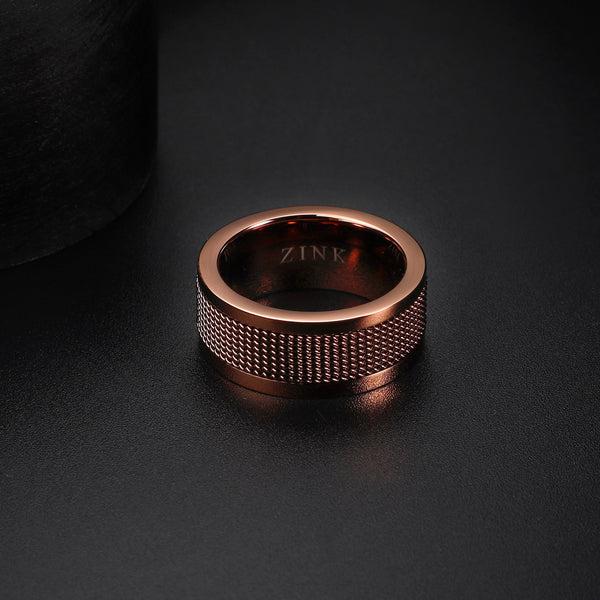 Zink Men's Rose Gold Stainless Steel Ring | Zjrg008sbr