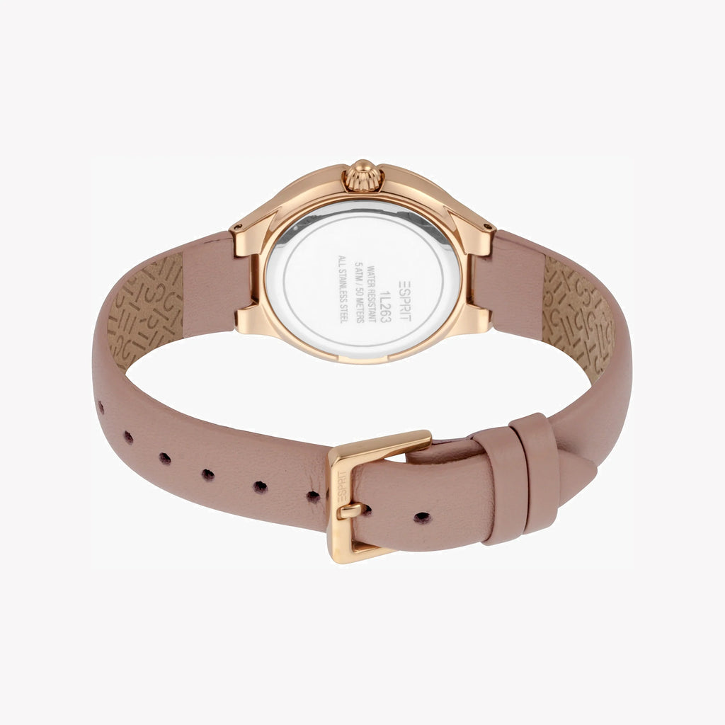ESPRIT Women's Watch with Rose Gold Stainless Steel Case and Pink Leather Band-i-Watch-3