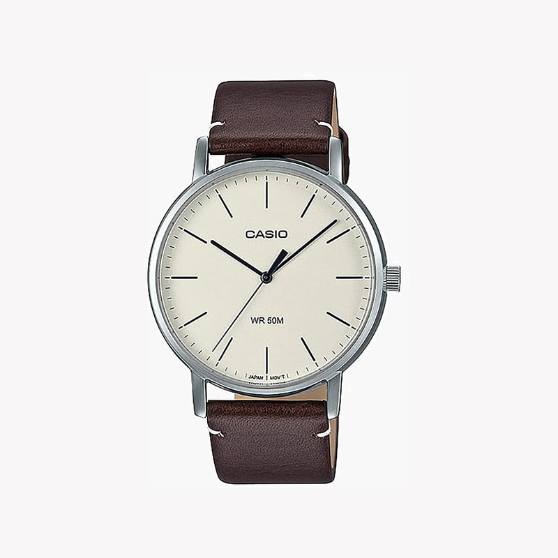 Casio Mtp-E171l-5evdf Elegant Adventurer - Men's Sporty Leather Watch With Silver Case & Brown Band by i-watch