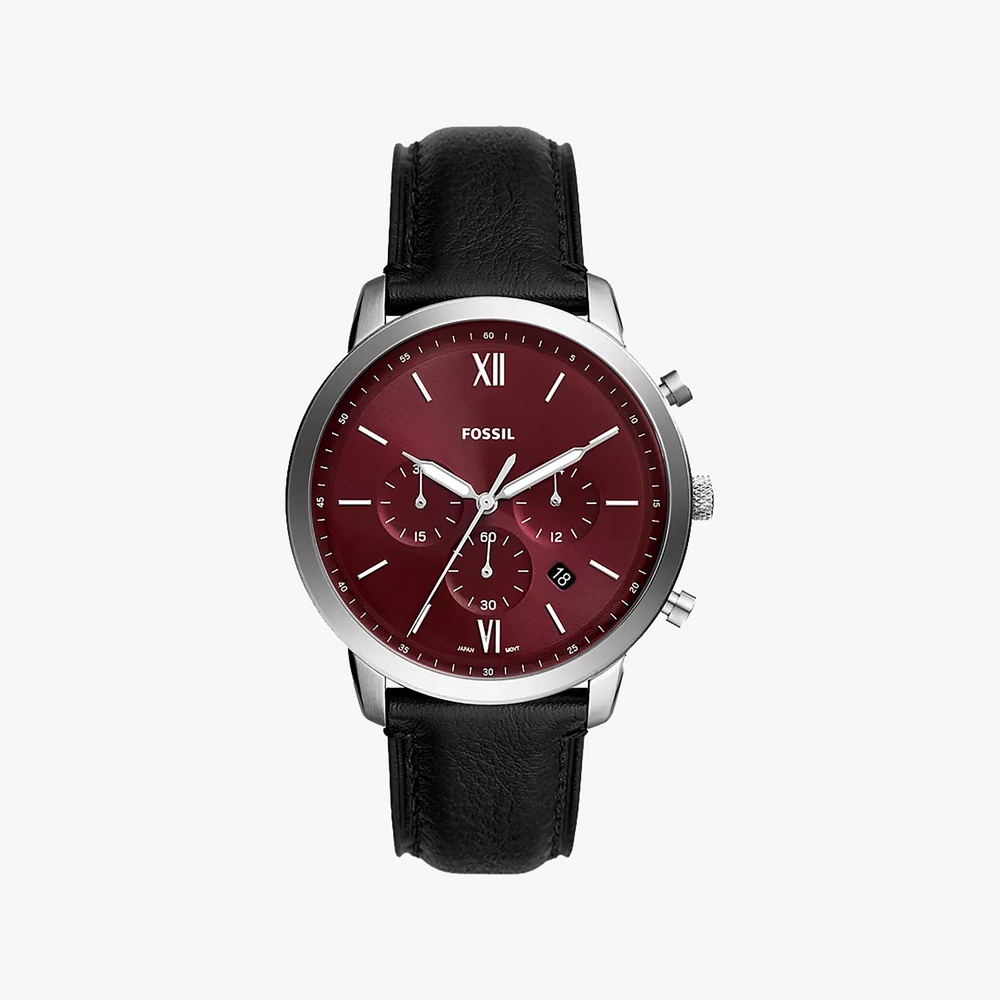 Fossil Men's Silver Stainless Steel, Burgundy Dial | Fs6016 by i-watch