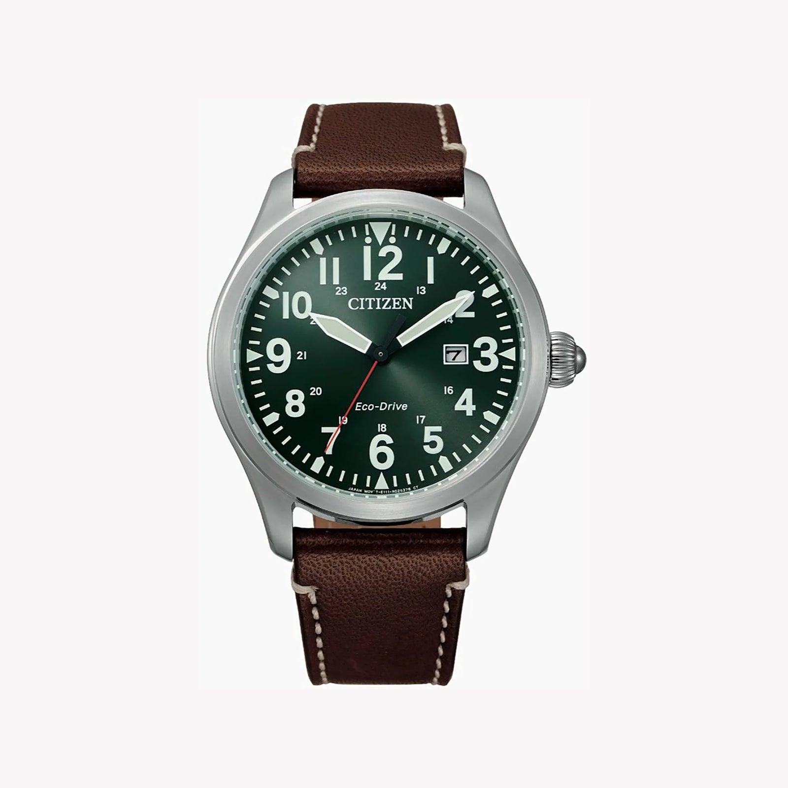 Citizen Bm6838-25x Striking Style - Eco-Drive Men's Watch With Green Dial & Brown Leather Band by i-watch