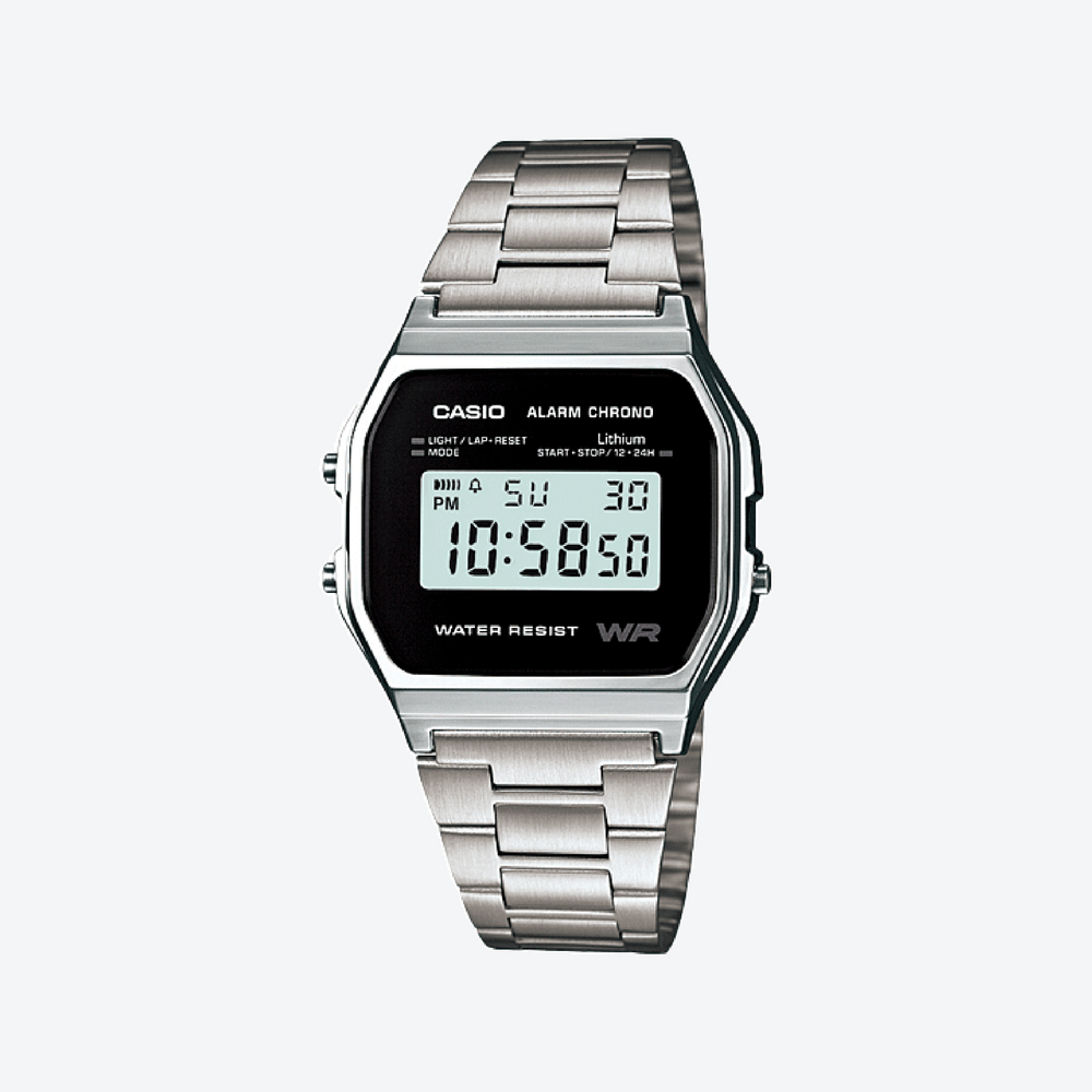 Casio Men's Silver Stainless Steel Watch, Digital | A-158wea-1ef by i-watch