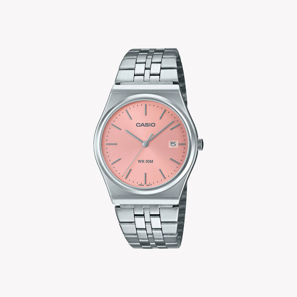 Casio Men's Silver Stainless Steel, Rose Dial | Mtp-B145d-4av by i-watch