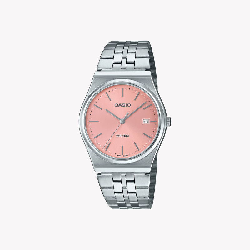Casio Men's Silver Stainless Steel, Rose Dial | Mtp-B145d-4av by i-watch