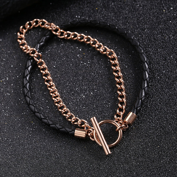 Zink Men's Rose Gold & Black Stainless Steel Bracelet | Zjbc023slprg