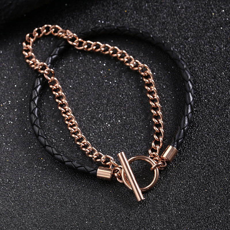 Zink Men's Rose Gold & Black Stainless Steel Bracelet | Zjbc023slprg