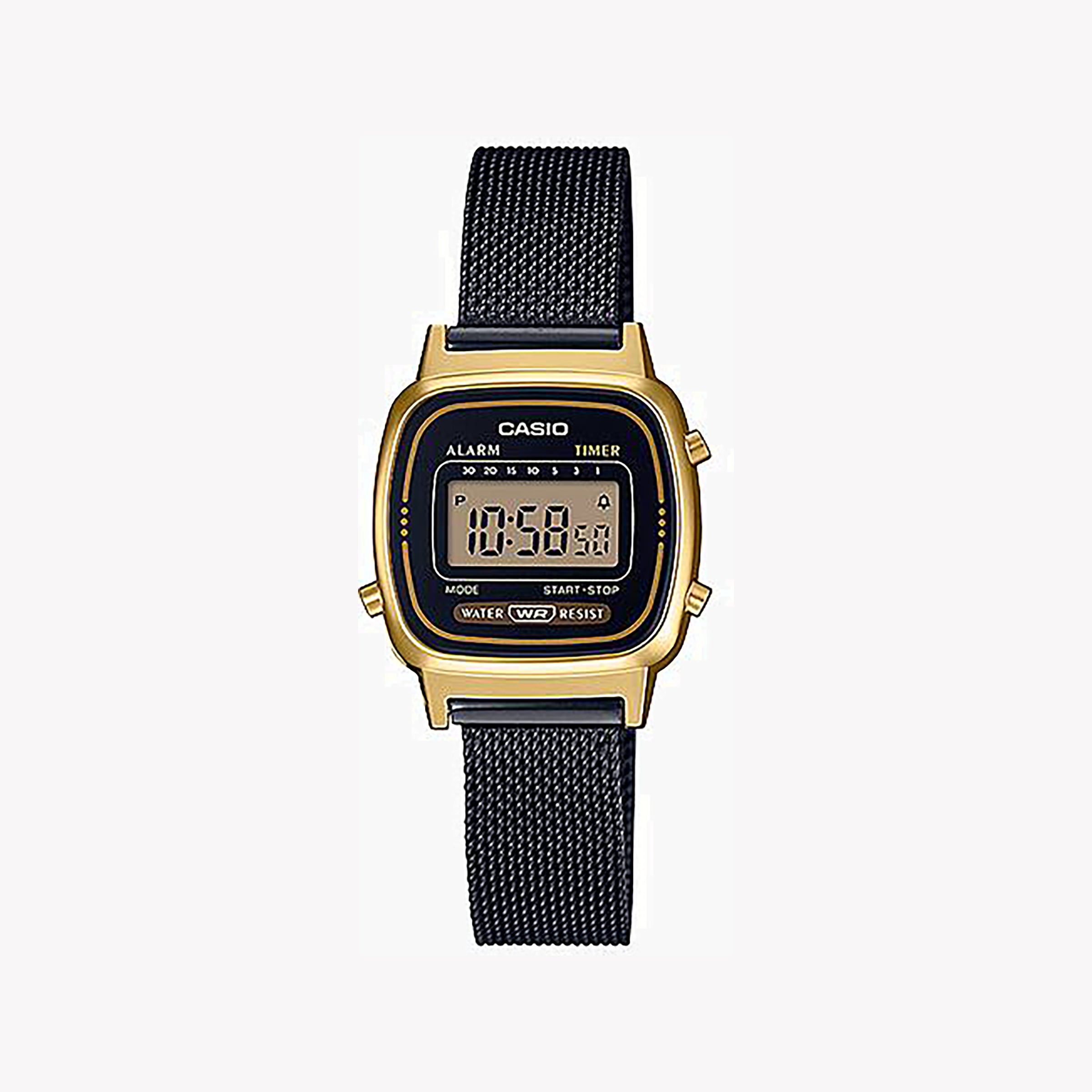 CASIO LA670WEMB-1DF ELEGANT ADVENTURE - WOMEN'S DIGITAL WATCH WITH GOLD RESIN CASE & STYLISH MESH BAND