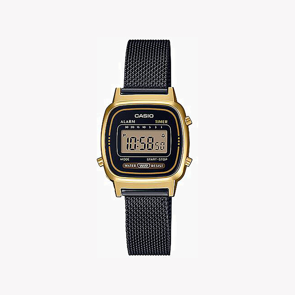 CASIO LA670WEMB-1DF ELEGANT ADVENTURE - WOMEN'S DIGITAL WATCH WITH GOLD RESIN CASE & STYLISH MESH BAND