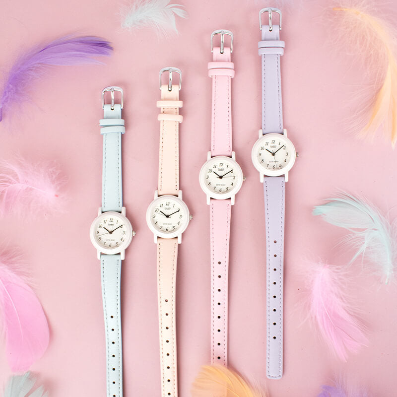 CASIO Women's Watch with White Resin Case and Baby Blue Genuine Leather Band-i-Watch-2