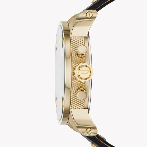 Diesel Men's Gold Watch, Black Leather Band | Dz7363 by i-watch