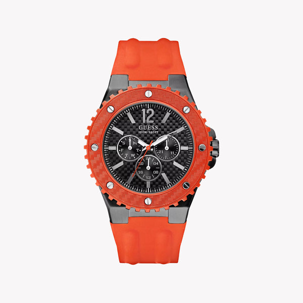 Guess Unisex Orange Silicone Watch, Black Dial | W11619g4 by i-watch