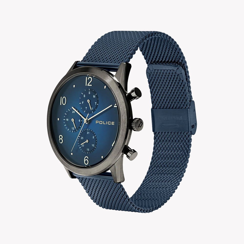Police Men's Silver Stainless Steel, Blue Dial | P15922jsu03mmbl by i-watch