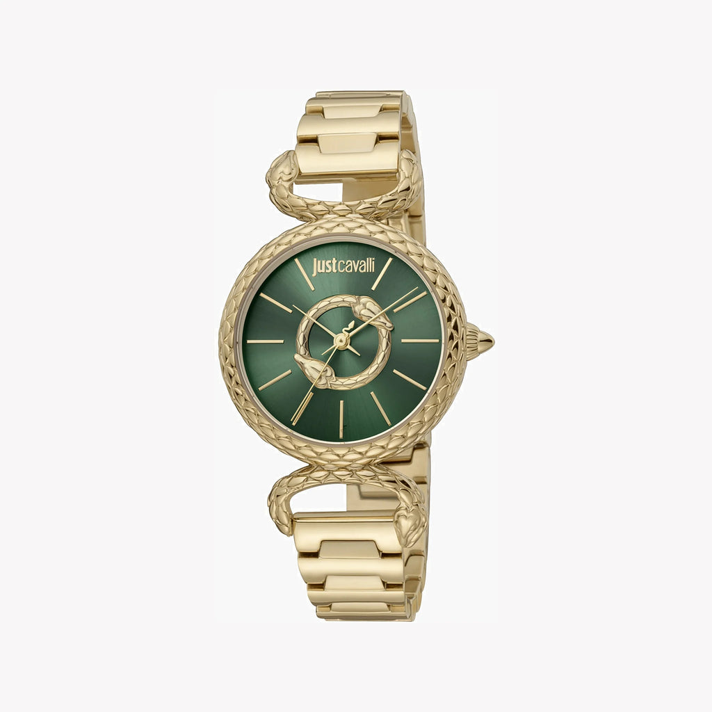 JUST CAVALLI Women's Watch with Gold Stainless Steel Case and Gold Stainless Steel Band