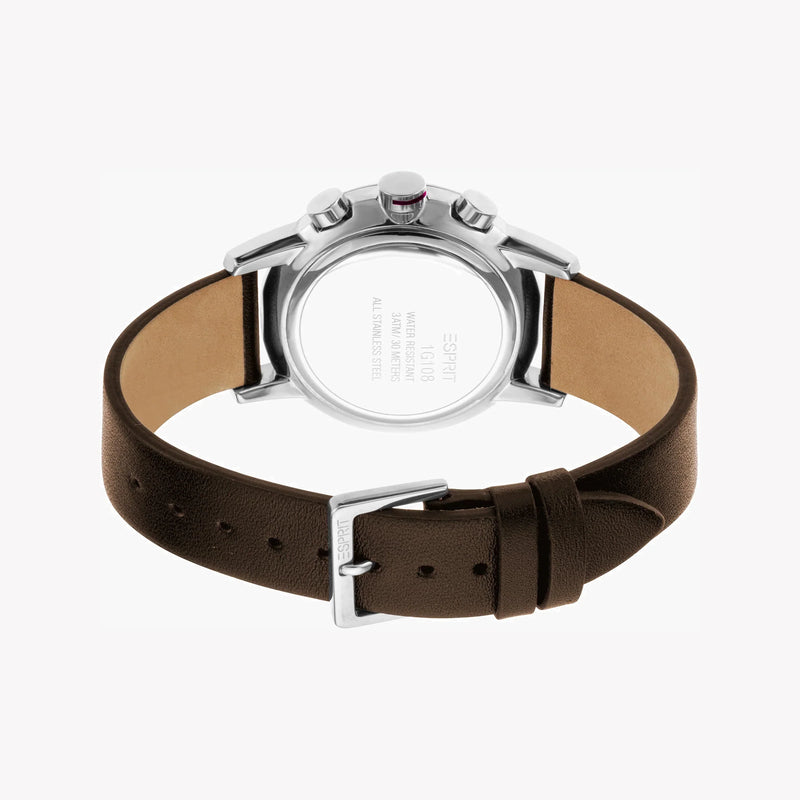 Esprit Men's Brown Leather Watch, Black Dial | Es1g154m0025 by i-watch