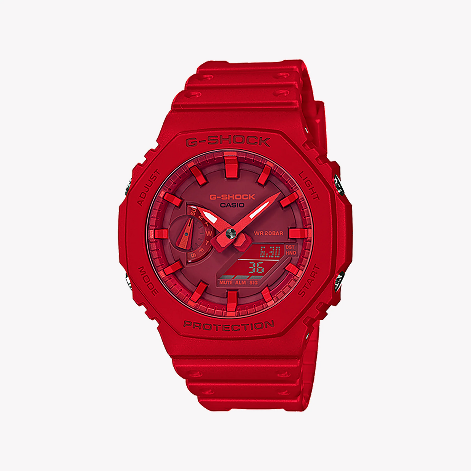 G-Shock Men's Red Resin Watch, Octagonal Design | Ga-2100-4adr by i-watch