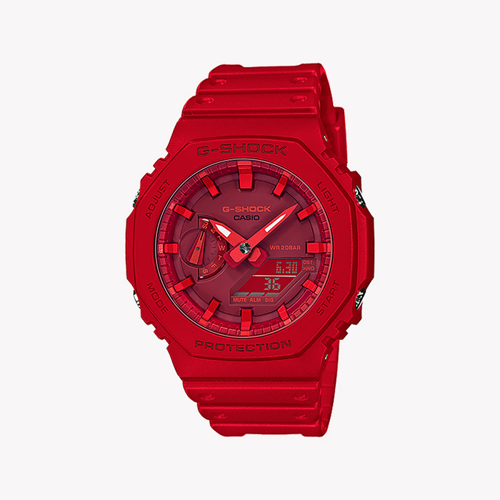 G-Shock Men's Red Resin Watch, Octagonal Design | Ga-2100-4adr