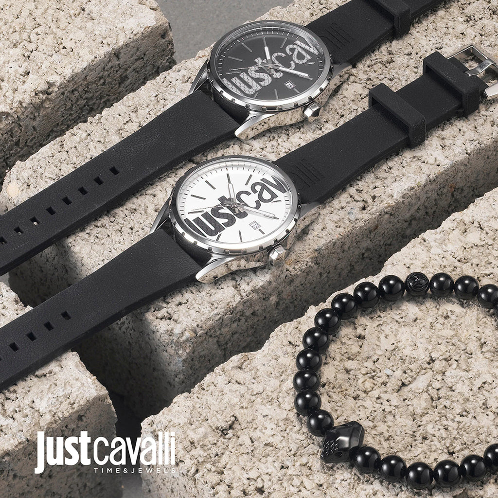 JUST CAVALLI JC1G082P0025 MEN'S WATCH - ELEGANT SILVER & BLACK SILICONE TIMEPIECE-i-Watch-4