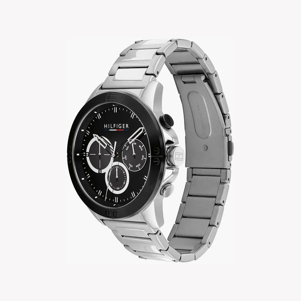 Tommy Hilfiger Men's Silver Watch, Black Dial | 1674786 by i-watch