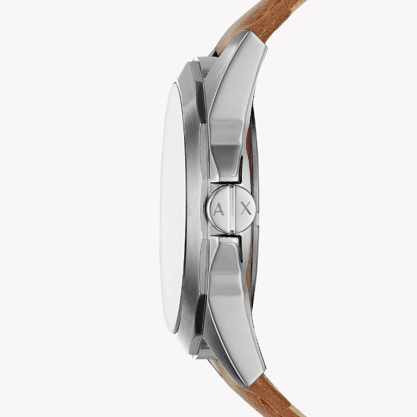 A|X Armani Exchange Men's Silver Watch, Brown Leather | Ax2635 by i-watch