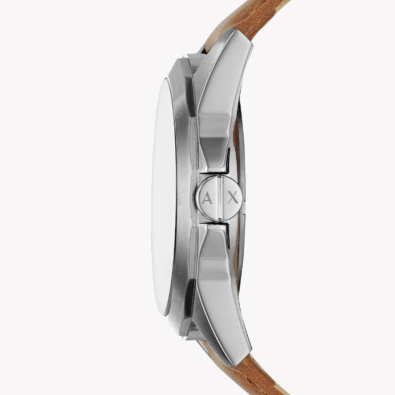 A|X Armani Exchange Men's Silver Watch, Brown Leather | Ax2635 by i-watch