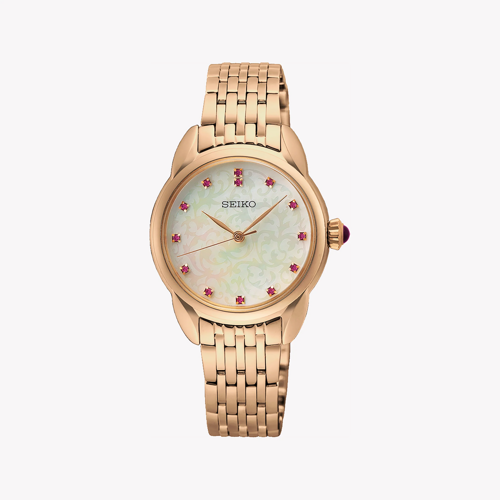 Seiko Women's Rose Gold Stainless Steel Watch, White Dial | Sur564p1 by i-watch