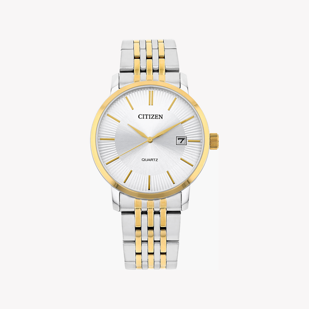 CITIZEN DZ0044-50A - ELEGANT GOLD-CASE MEN'S WATCH WITH STAINLESS STEEL BAND & WHITE DIAL