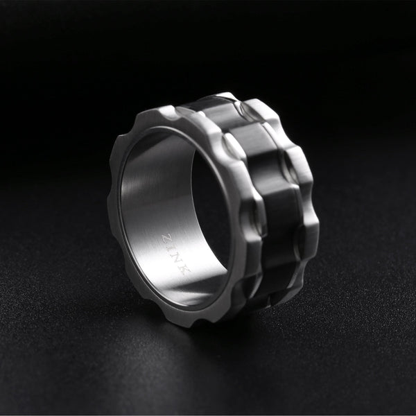 Zink Men's Silver & Black Stainless Steel Ring | Zjrg029sb