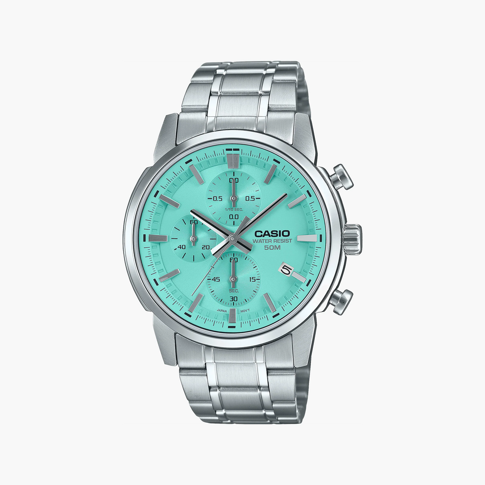 Casio Men's Silver Watch, Blue Dial | Mtp-E510d-2avdf by i-watch