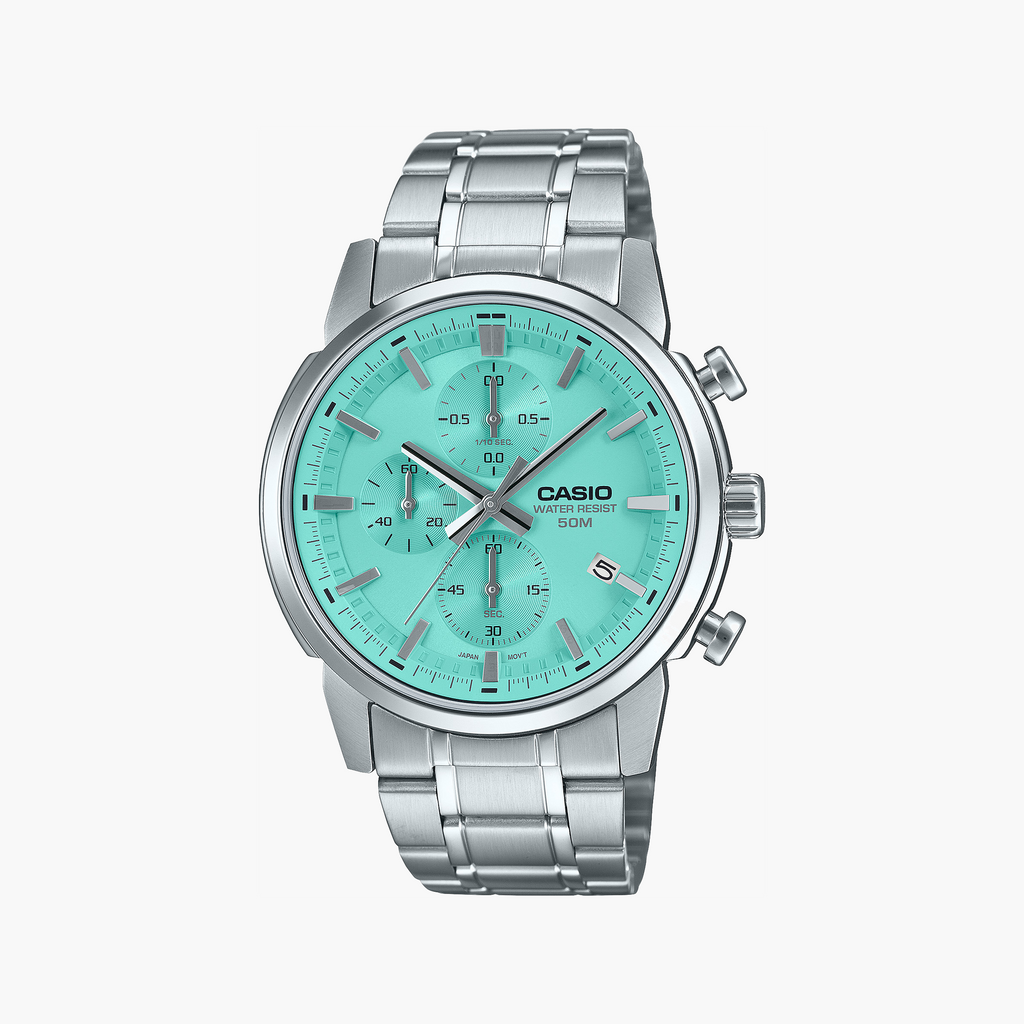 Casio CHRONO DATE Silver AQUA MTP-E510D-2AVDF - Stylish Watch-i-Watch