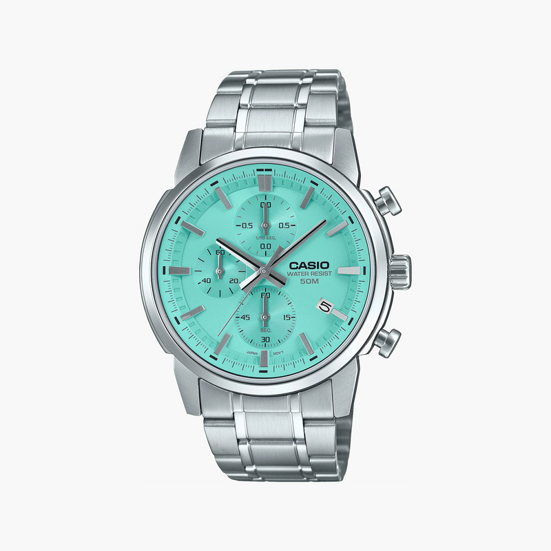 Casio Men's Silver Watch, Blue Dial | Mtp-E510d-2avdf by i-watch