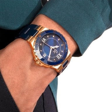 Guess Men's Rose Gold & Blue Watch, Stainless Steel | Y42003l7 by i-watch