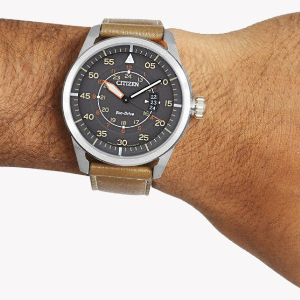 CITIZEN AW1360-12H ELEGANT POWER - MEN'S ECO-DRIVE WATCH WITH LEATHER BAND & BLACK DIAL-i-Watch-4