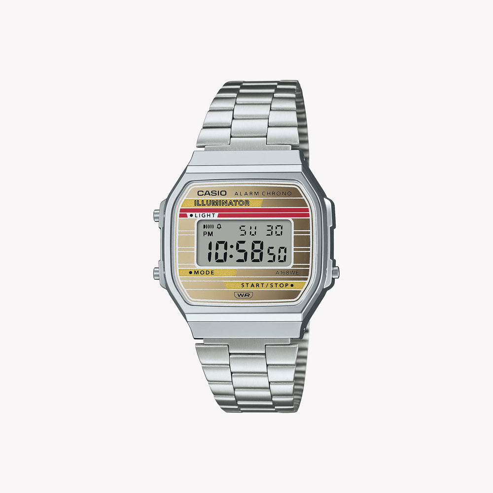 Casio Unisex Silver Digital Watch, Chrome Resin Case | A168weha-9a by i-watch
