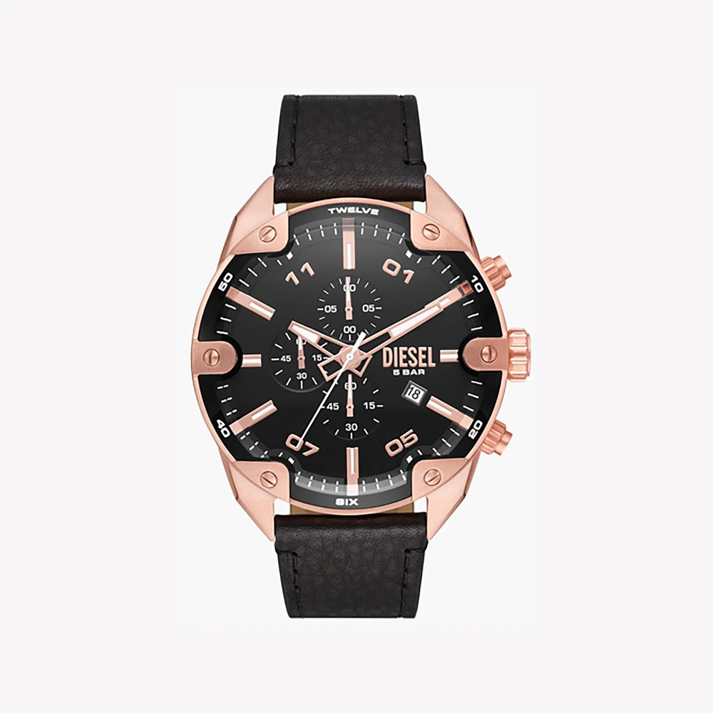 DIESEL DZ4607 DYNAMIC ADVENTURE - BOLD ROSE GOLD & BLACK LEATHER TIMEPIECE