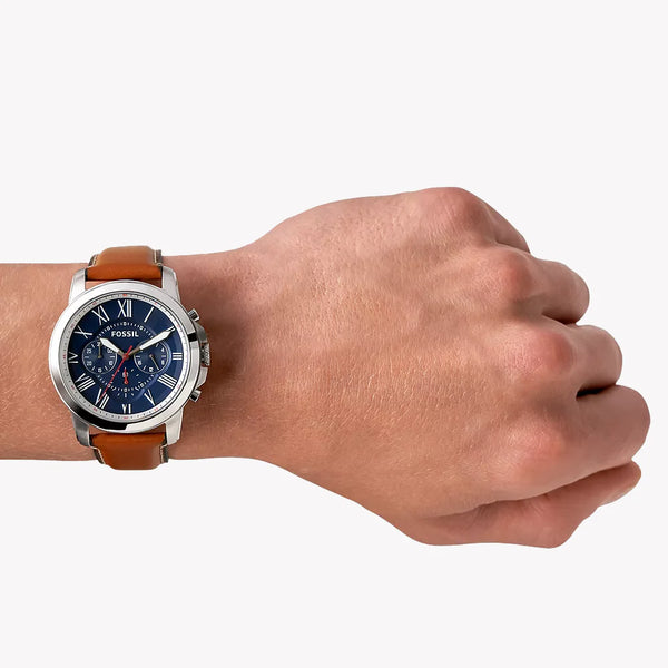 Fossil Men's Silver Stainless Steel, Brown Leather | Fs5210 by i-watch