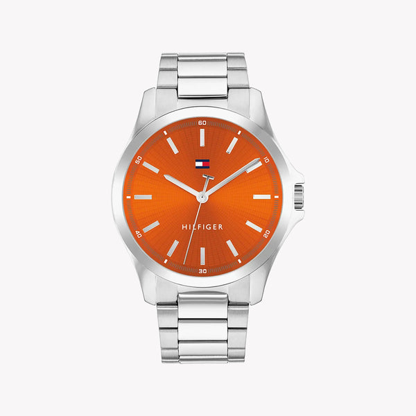 Tommy Hilfiger Men's Silver Stainless Steel, Orange Dial | 1710678 by i-watch