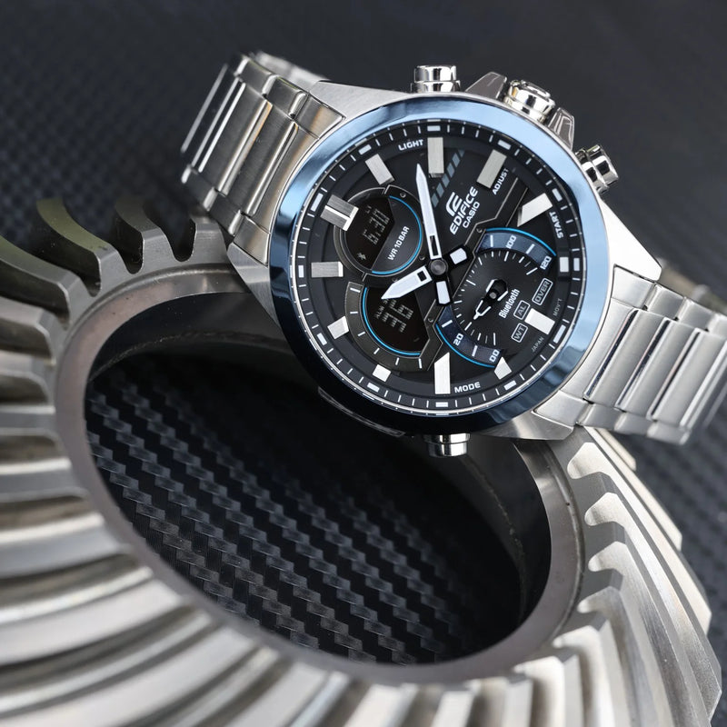 Casio Men's Stainless Steel Watch, Black Dial | Ecb-30db-1a by i-watch