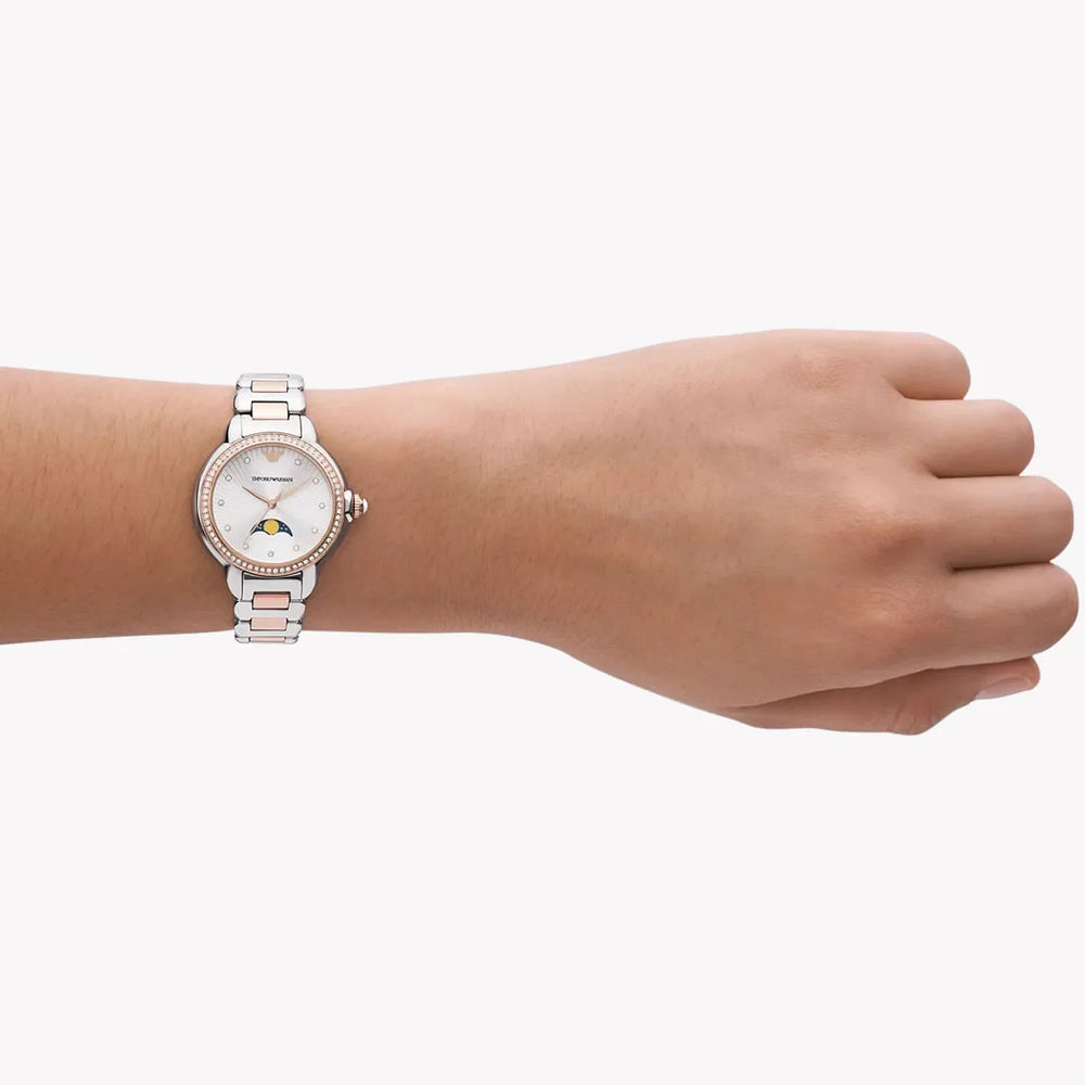 Emporio Armani Women's Silver/Rose Gold Watch, Silver Dial | Ar11567 by i-watch