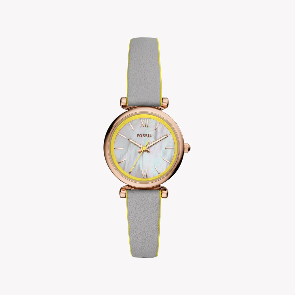 FOSSIL ES4834 - ELEGANT GOLD-ACCENTED WOMEN'S WATCH WITH SILVER LEATHER BAND