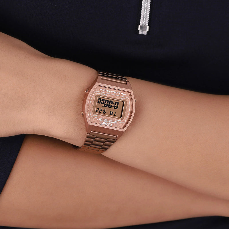 Casio Unisex Rose Gold Digital Watch, Acrylic | B640wc-5aef by i-watch