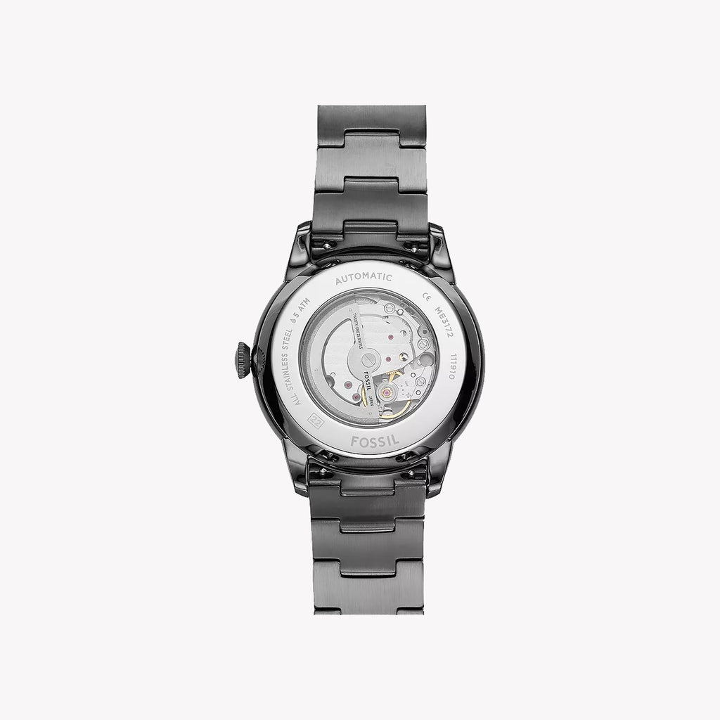 FOSSIL ME3172 SLEEK ELEGANCE - MEN'S AUTOMATIC WATCH WITH SMOKE BAND & BLACK DIAL-i-Watch-3