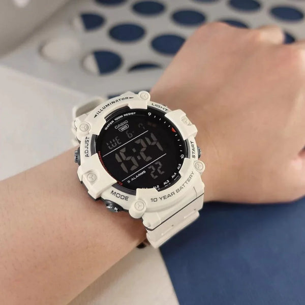 Casio Men's White Resin Watch, Digital Display | Ae-1500wh-8b2vdf by i-watch