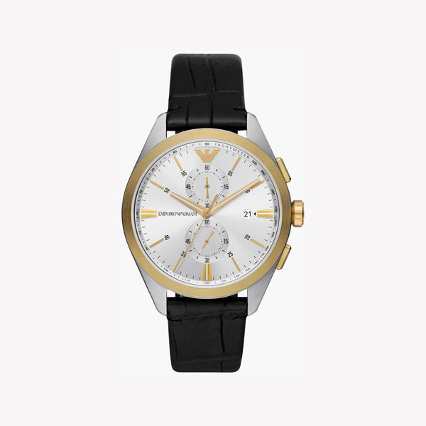 Emporio Armani Men's Silver Watch, Black Leather Band | Ar11498 by i-watch