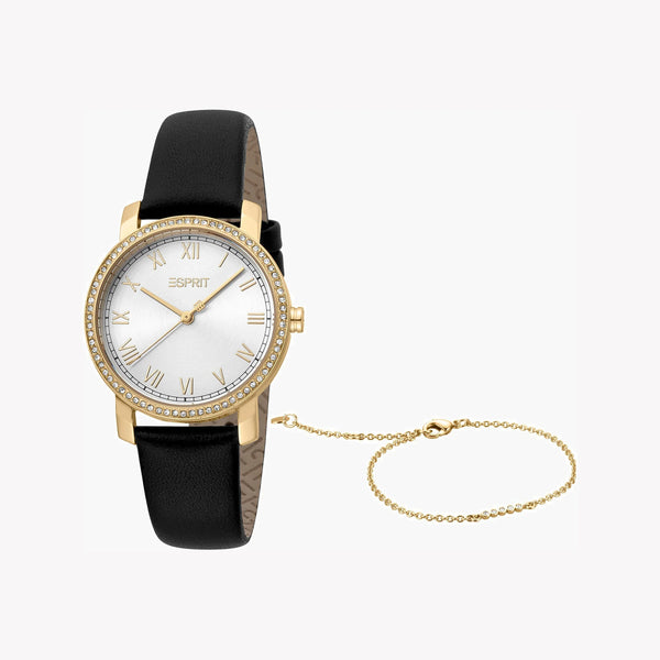 Esprit Women's Black Leather Watch, Silver Dial | ES1L282L0025 by i-watch