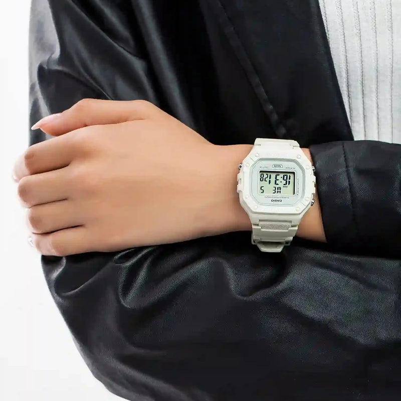Casio Unisex Resin White Digital Watch, Sporty Style | W-218hc-8av by i-watch