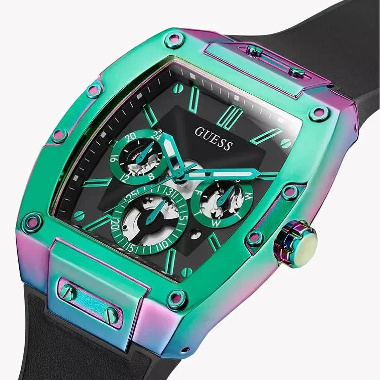 Guess Men's Multicolor Watch, Black Silicone Band | Gw0202g5 by i-watch
