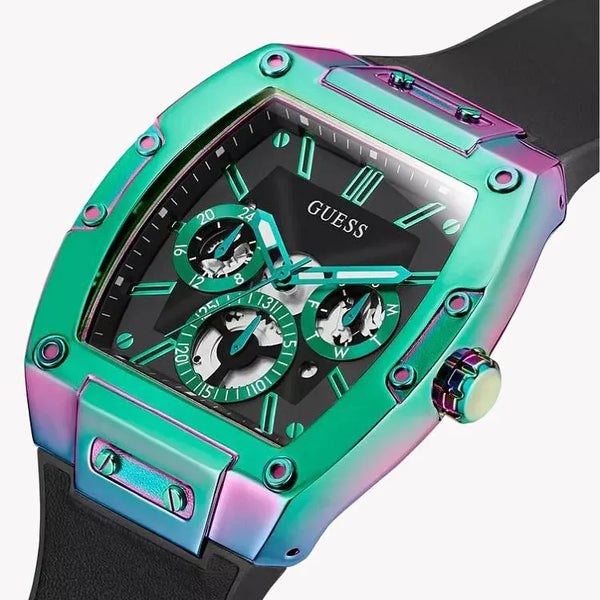 Guess Men's Multicolor Watch, Black Silicone Band | Gw0202g5 by i-watch