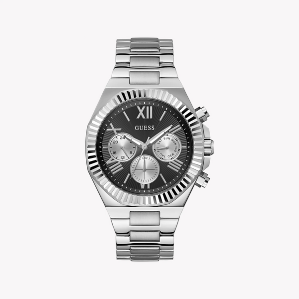 Guess Men's Silver Stainless Steel, Black Dial | Gw0703g1 by i-watch