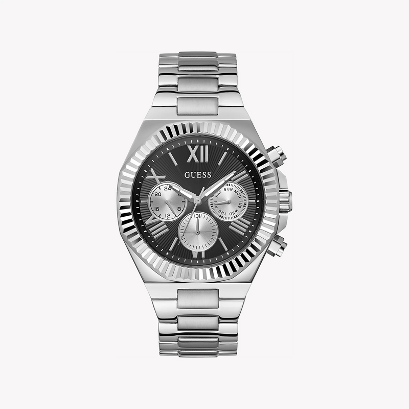 Guess Men's Silver Stainless Steel, Black Dial | Gw0703g1 by i-watch