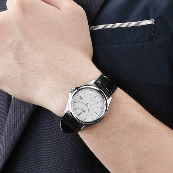 MTP-1183E-7BDF ELEGANTLY TIMELESS - MEN'S STAINLESS STEEL WATCH WITH LEATHER STRAP-i-Watch-3